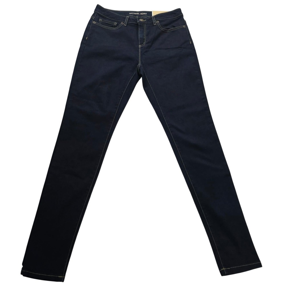 NWT MICHAEL KORS Women's Skinny Jeans Dark Wash Size 4 Button Fly "Skinny" - Picture 4 of 16
